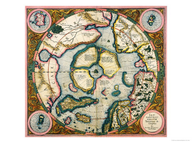 Septentrionalium Terrarum Descriptio, Map of the Arctic, 1595