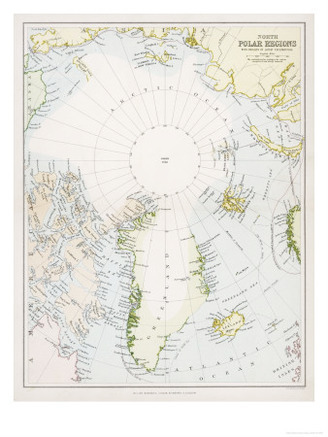 Map of the Arctic Circle with Details of Explorations